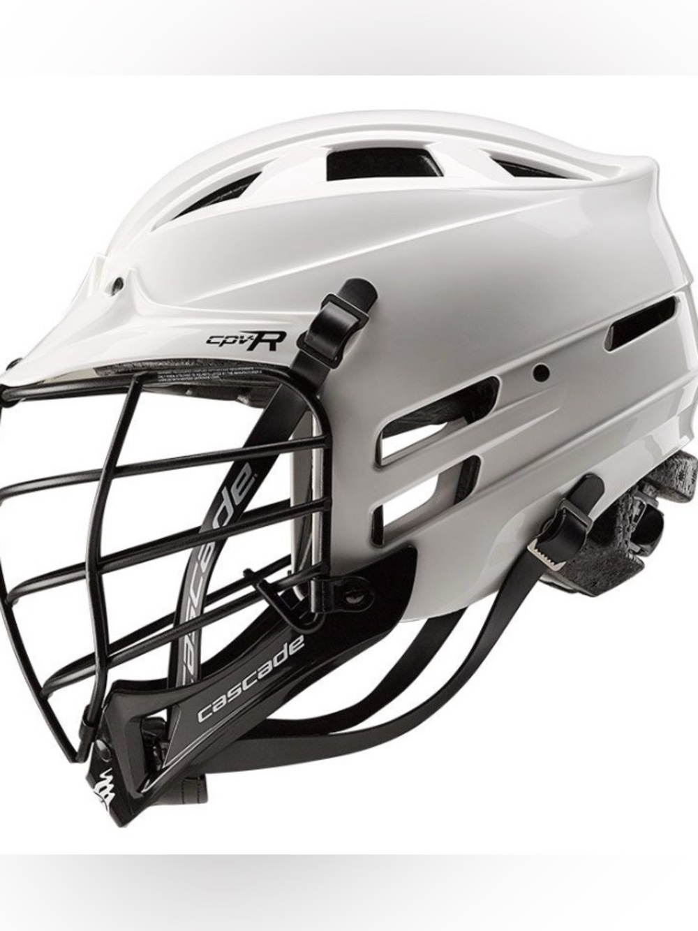 Cascade CPV-R Lacrosse Helmet in White with black mask